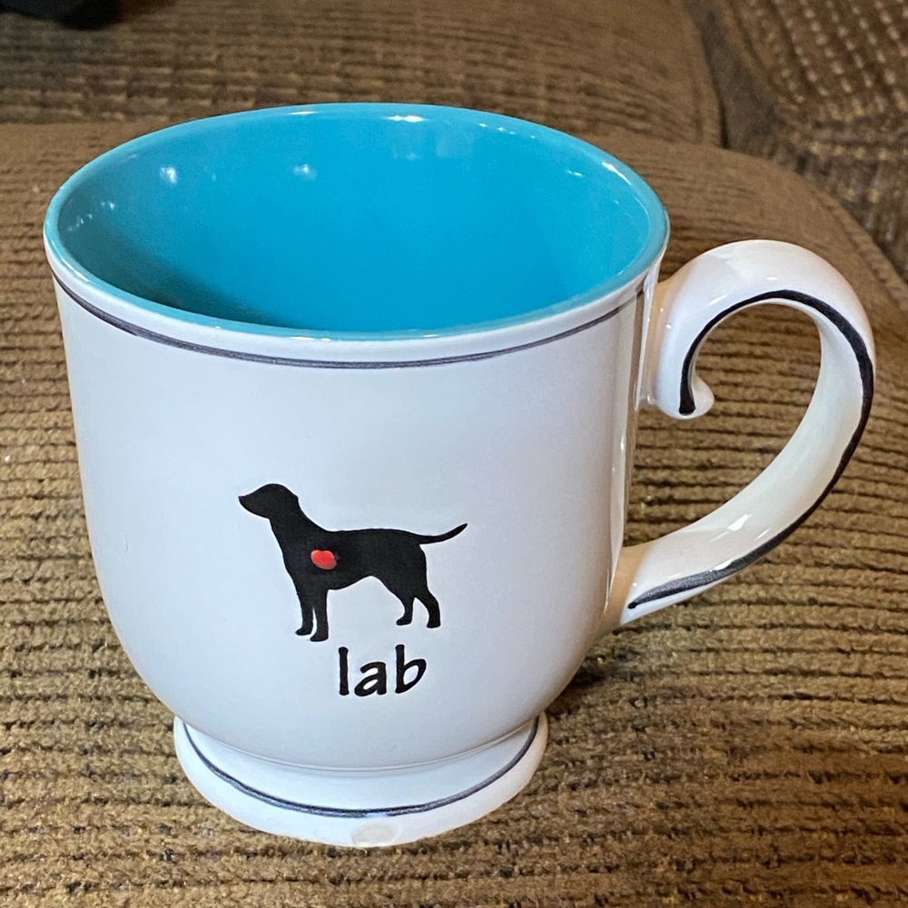 Spectrum Designs lab dog ceramic mug white with turquoise interior